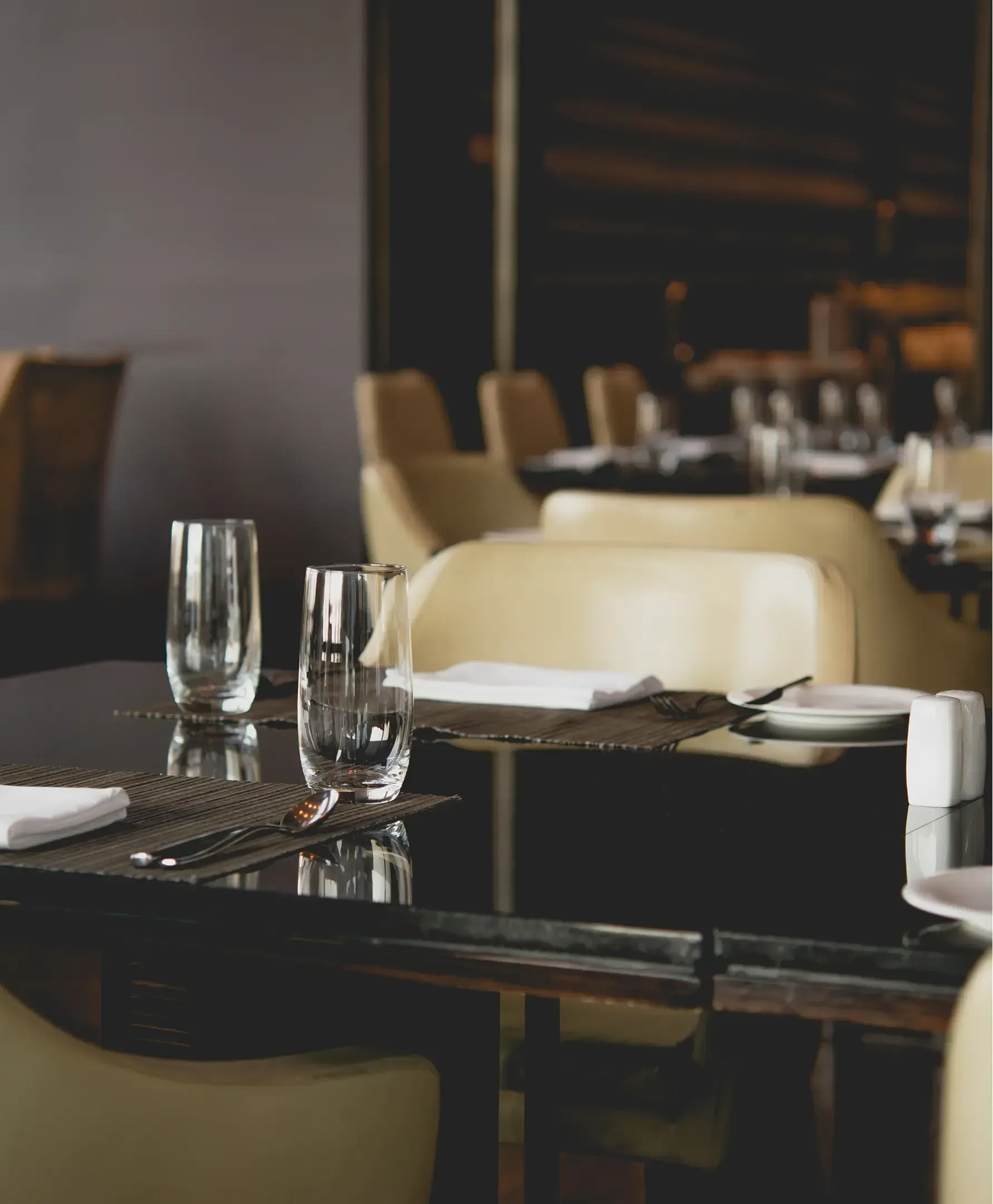 Table at restaurant with glasses